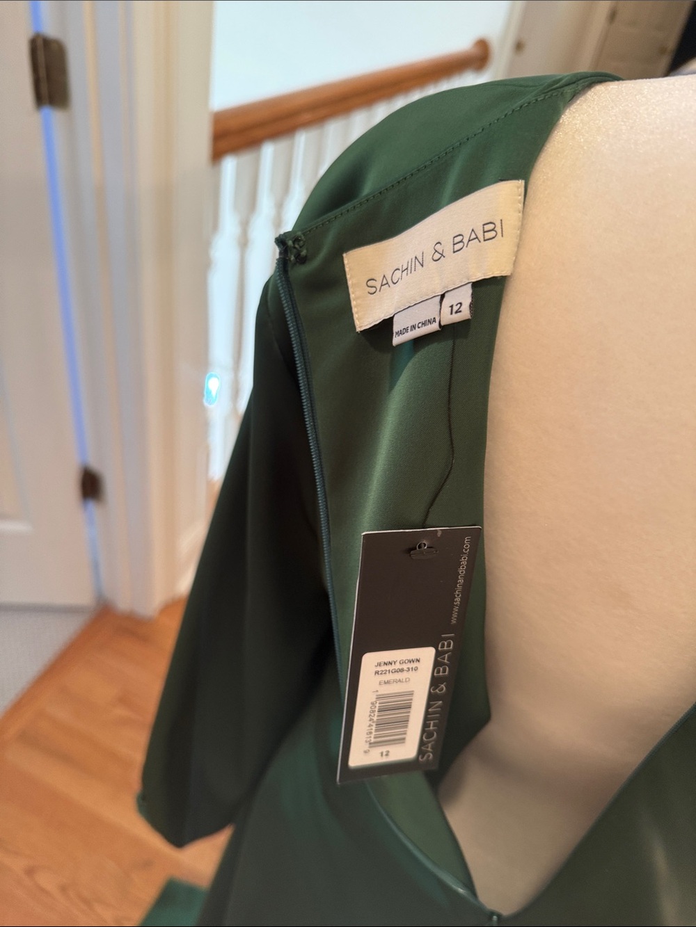 Sachin + Babi Emerald Green  Long Sleeve Maxi Gown THE JENNY DRESS - Picture 8 of 9